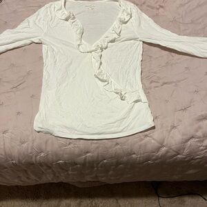 Lilly Pulitzer White Ruffle Long Sleeve Top